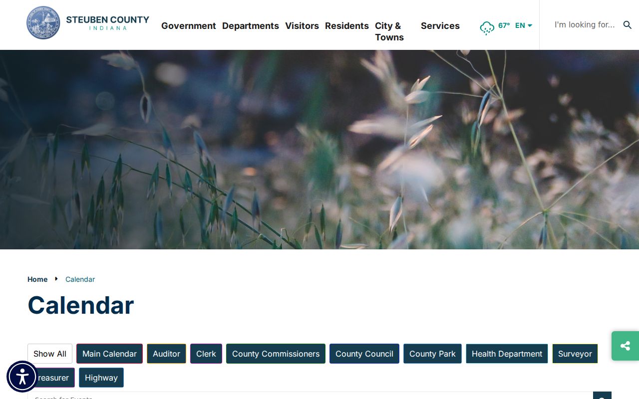 Steuben County general calendar interface, not a court setting feed