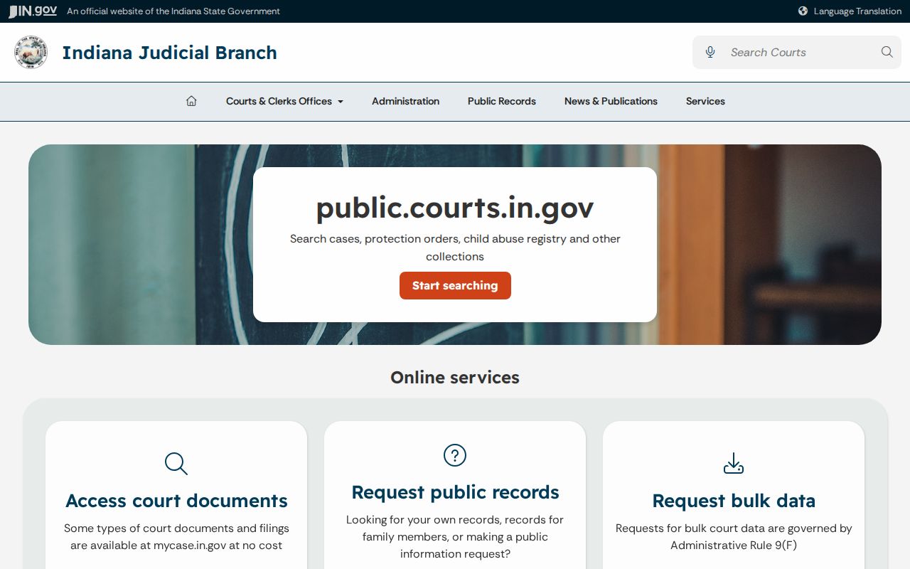 Indiana judiciary public-records resource for Steuben County access