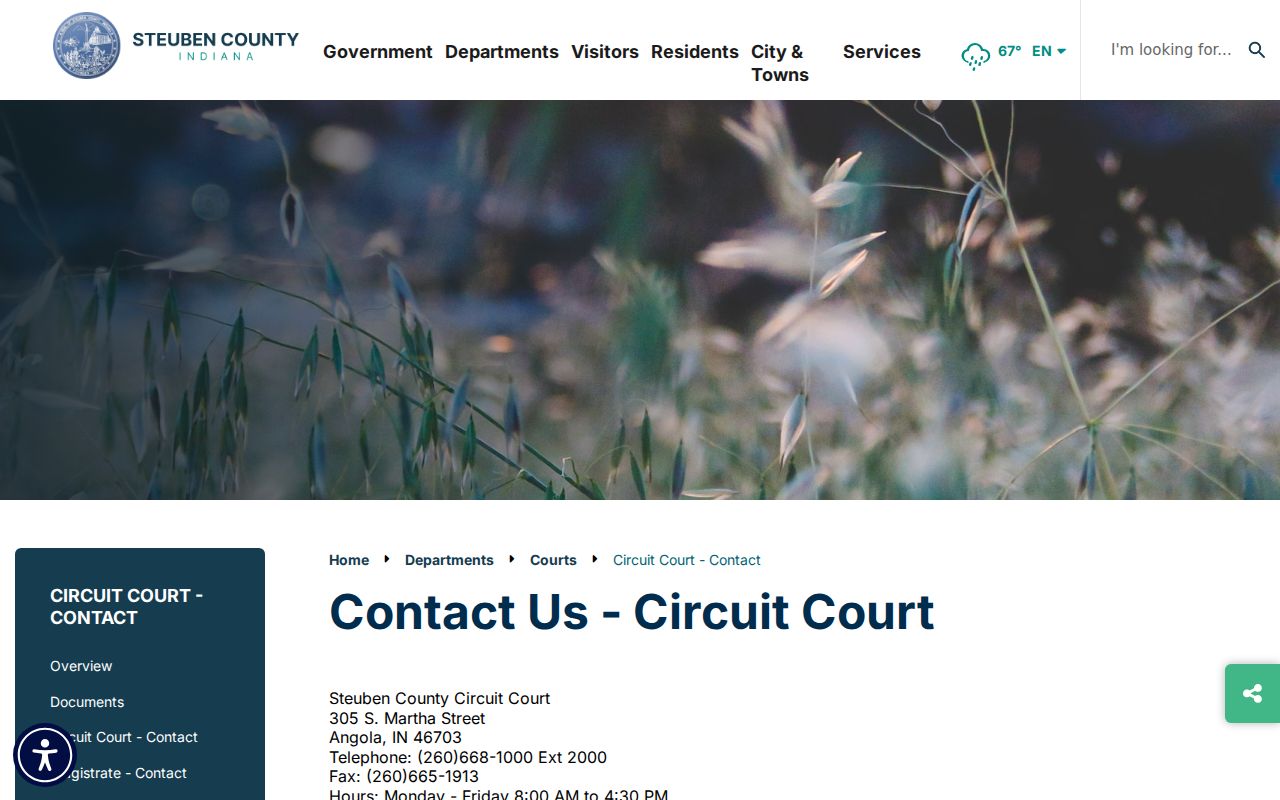Steuben County criminal docket Circuit Court contact