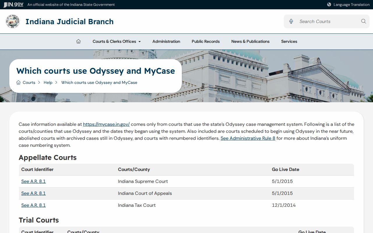 Steuben County criminal docket Odyssey court codes